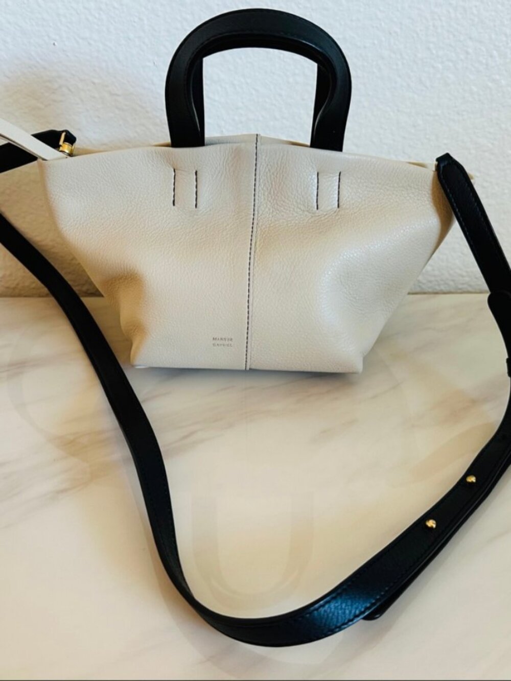 Mansur Gavriel Mini Top Handle Crossbody Bag White Black